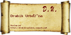 Drabik Urbána névjegykártya